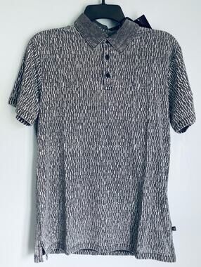 Henley Polo Shirt Men's Small Indigo Star Heather Black Casual Everyday